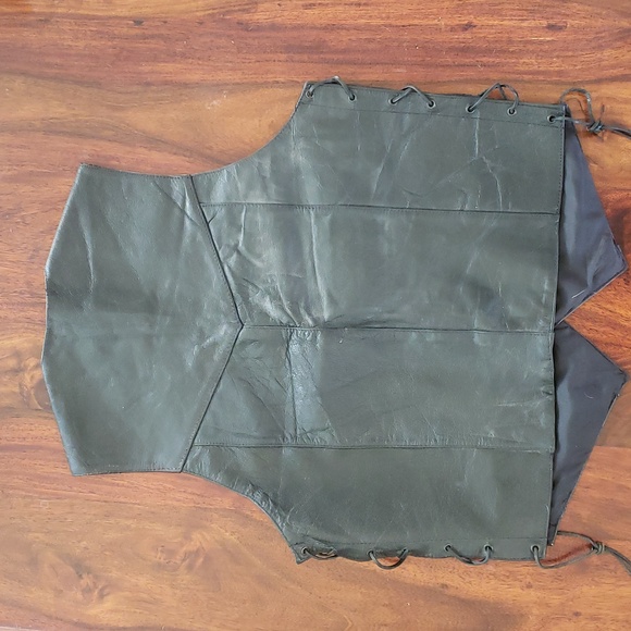INTERSTATE LEATHER Black Leather Biker Vest Size Small - Picture 2 of 8
